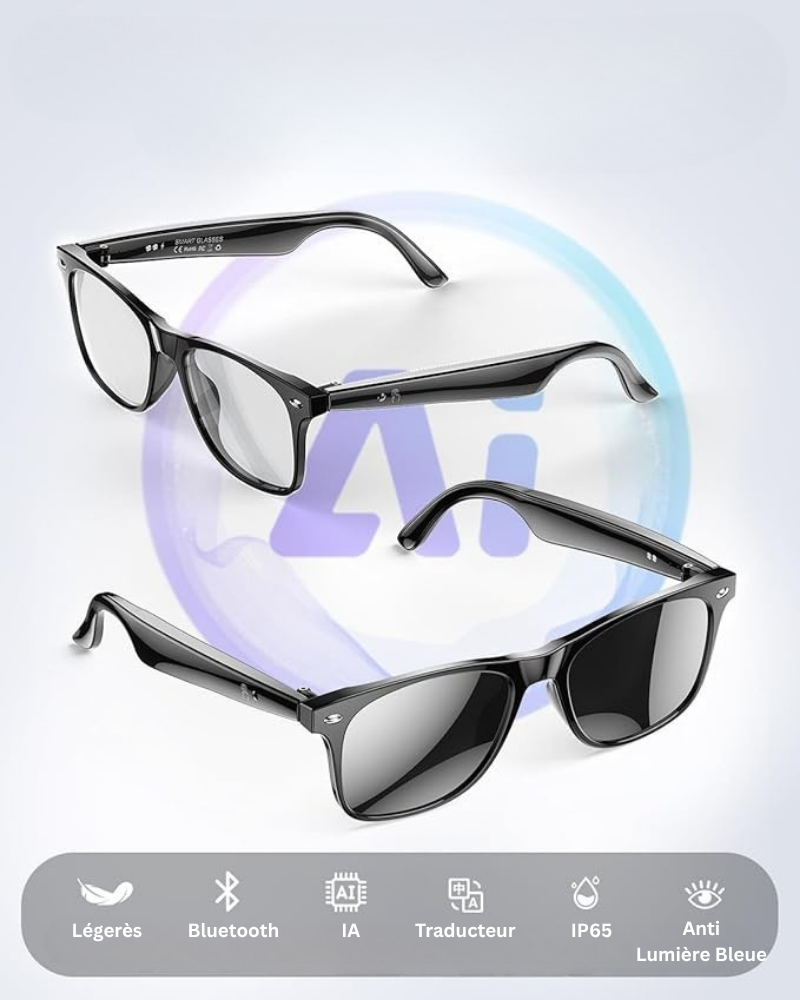 Lunettes connectées 4K AI | Caméra HD mains libres, Contrôle Vocal & Appels Bluetooth